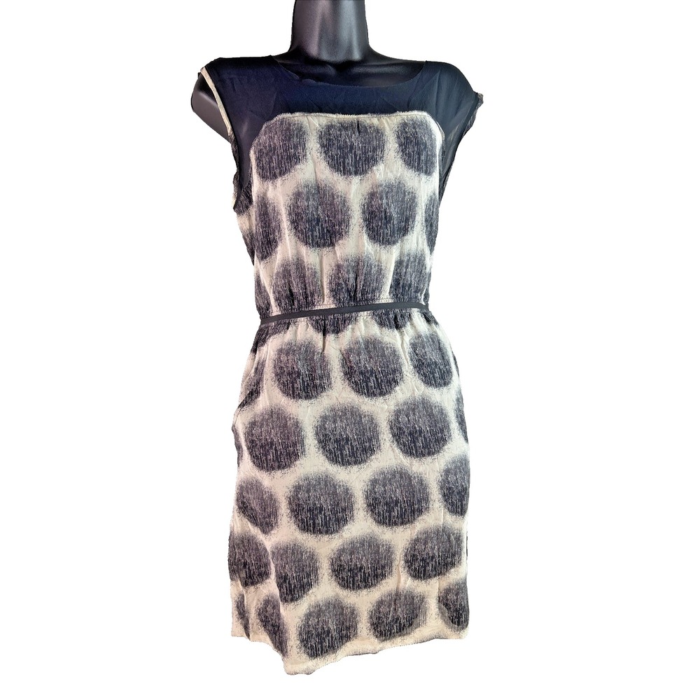 Broadway & Broome Vintage Dress y2k womens Silk Mini polka‎ dot Elastic waist 8